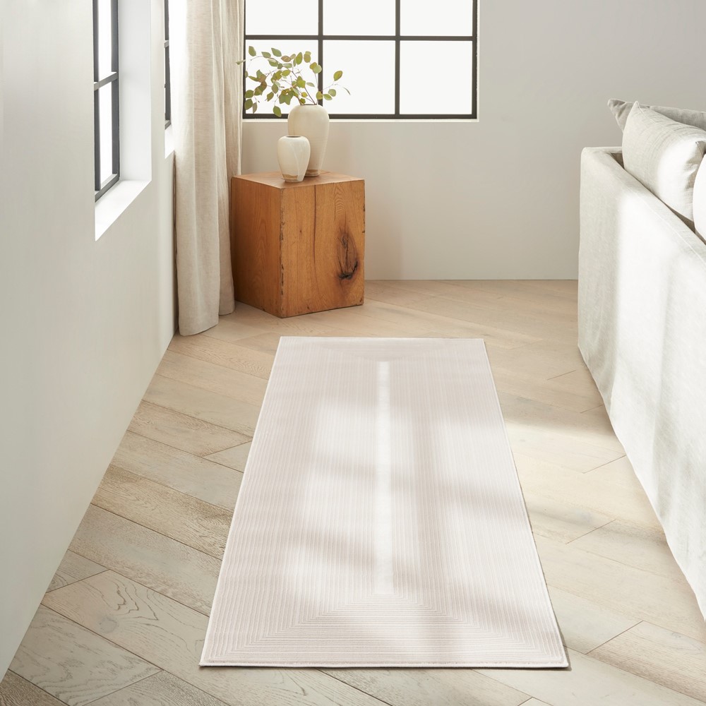 Calvin Klein IRR02 CK024 Irradiant Geometric Runner Rug in Ivory White